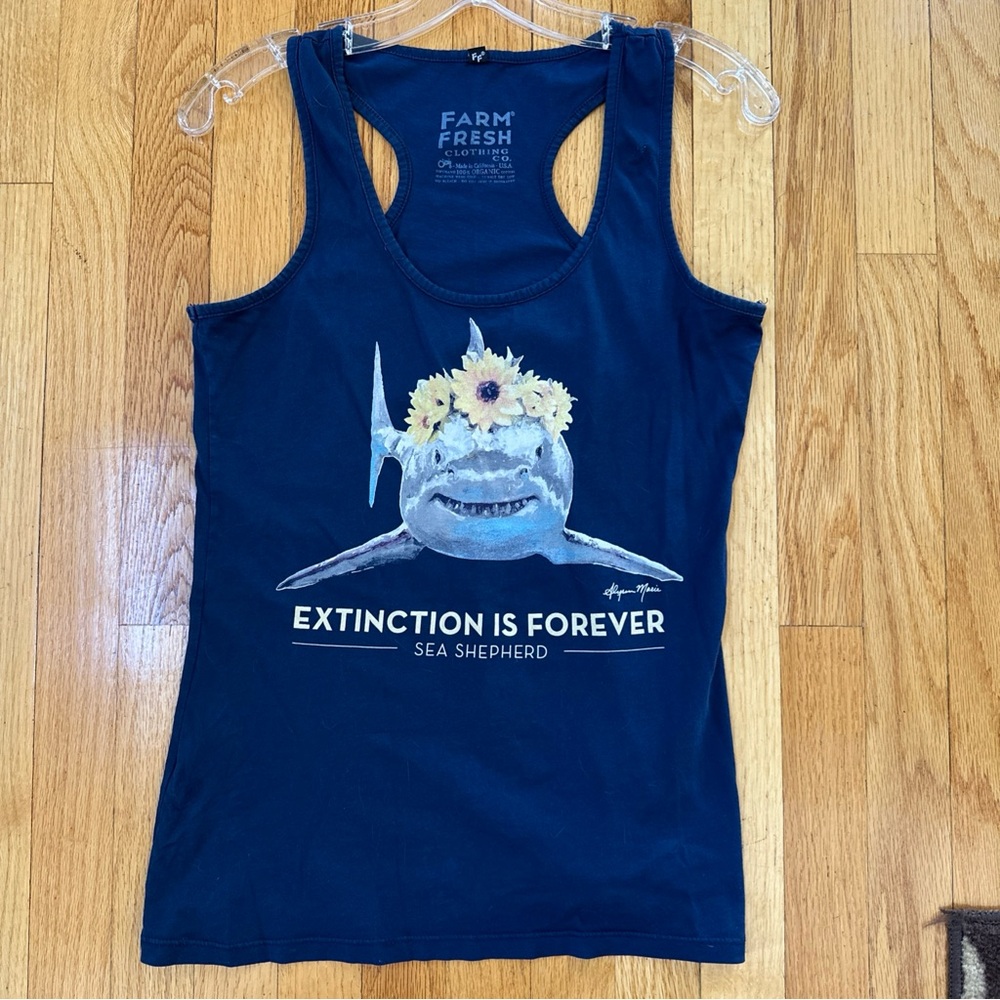 RARE sea Shepherd women’s navy blue shark tank top